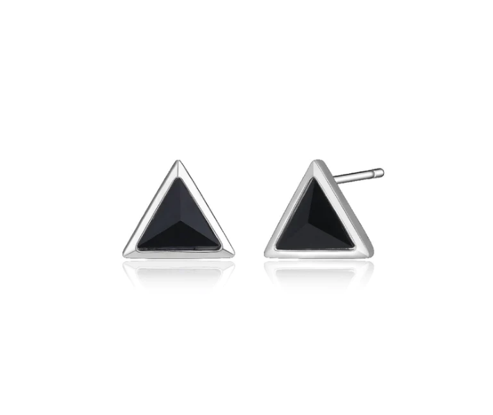 ELLE Black Onyx Triangle Stud Earrings (SI2697)
