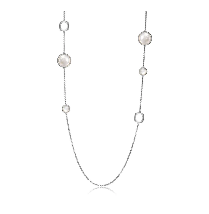 ELLE Silver Mother of Pearl Station Necklace (SI2708)