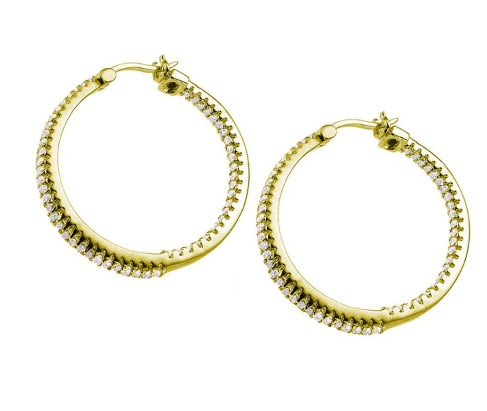 ELLE Gold CZ Inside Out Hoop Earrings (SI2714)