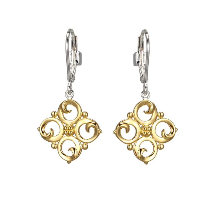 ELLE Gold Scroll Dangle Earrings (SI2717)