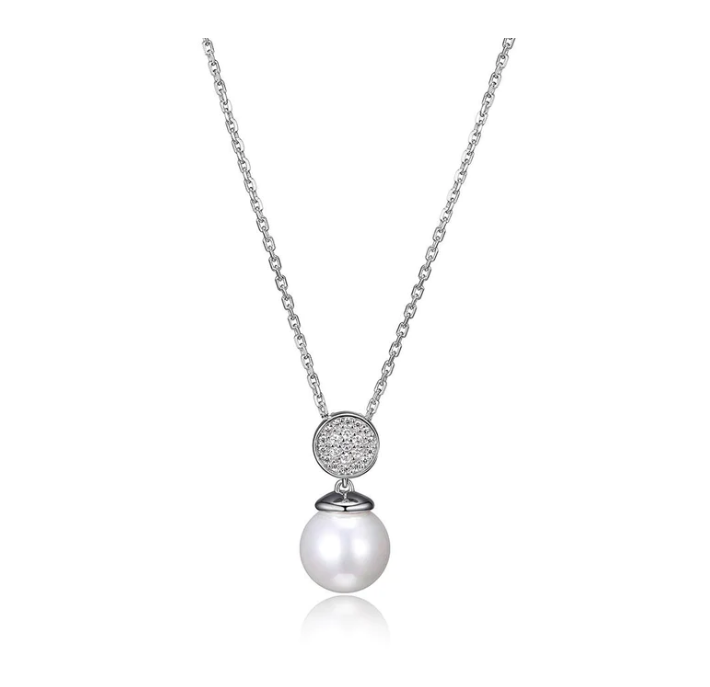 ELLE Silver Pearl & CZ Necklace (SI2726)