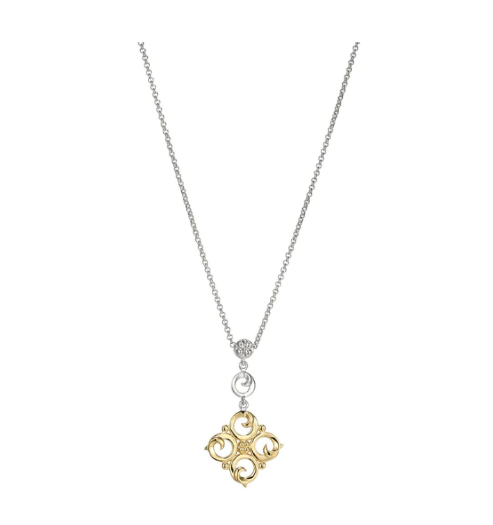 ELLE Two Tone Scroll Design Necklace (SI3006)