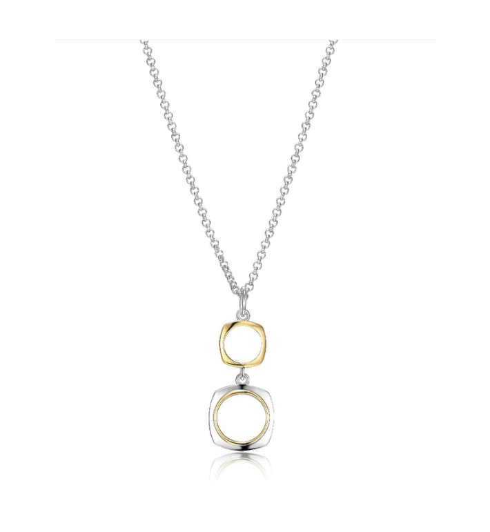 ELLE Two Tone Negative Space Drop Necklace (SI3010)