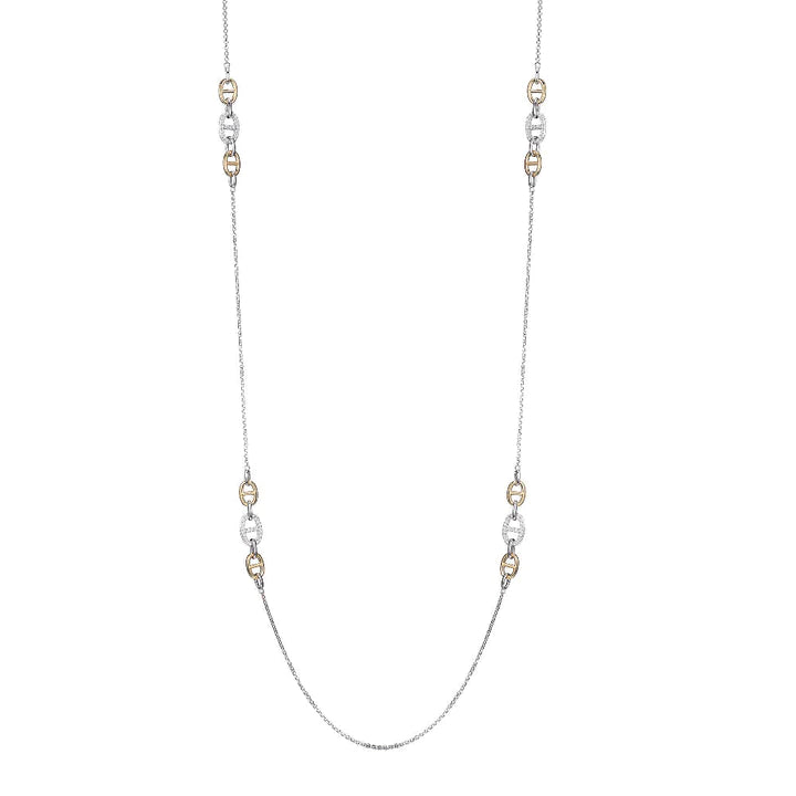 Two Tone CZ Station Necklace (SI3287)