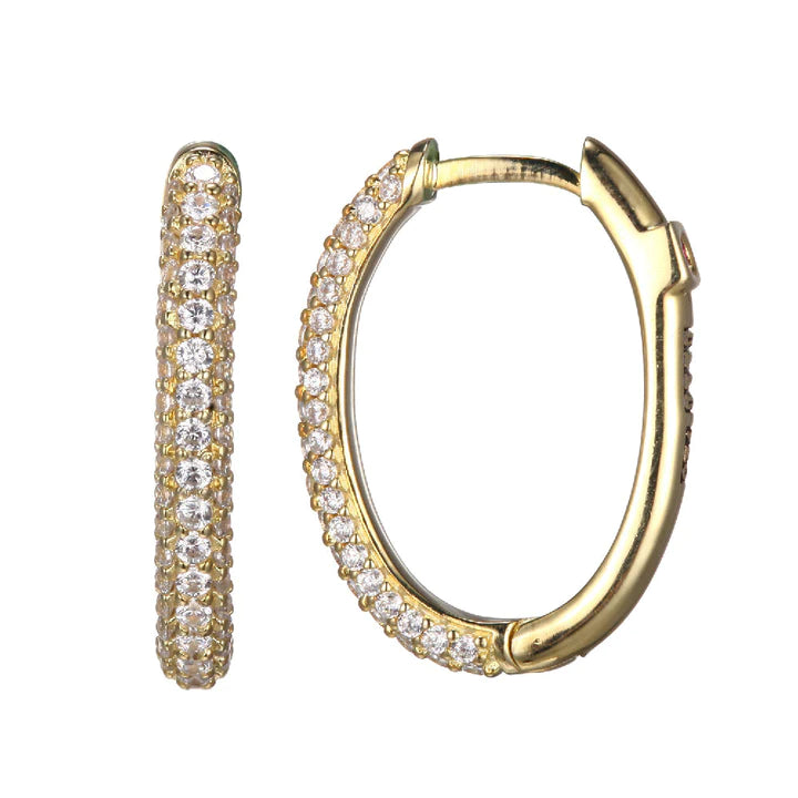 ELLE Gold Pave Oval Hoop Earrings (SI3316)