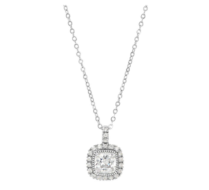 Kelly Waters Sterling Silver Halo CZ Necklace (SI3329)