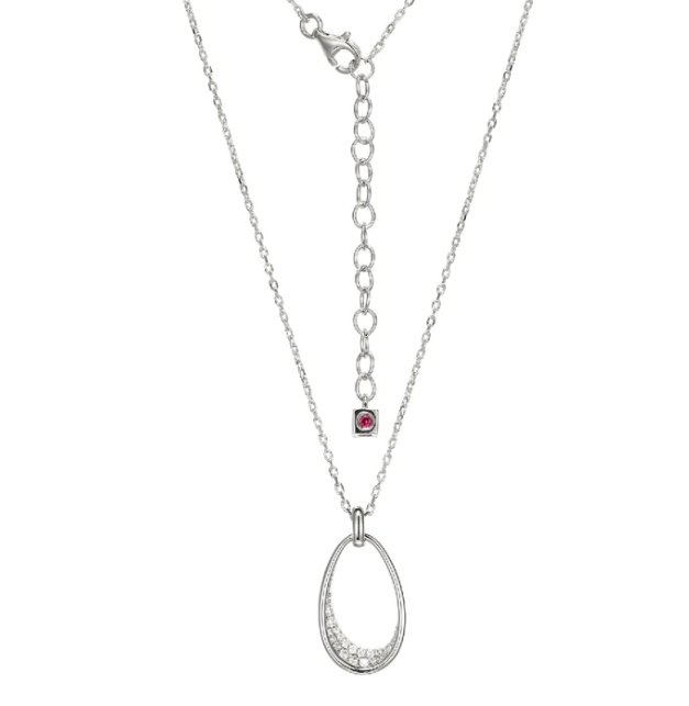 ELLE Silver Oval CZ Necklace (SI3468)