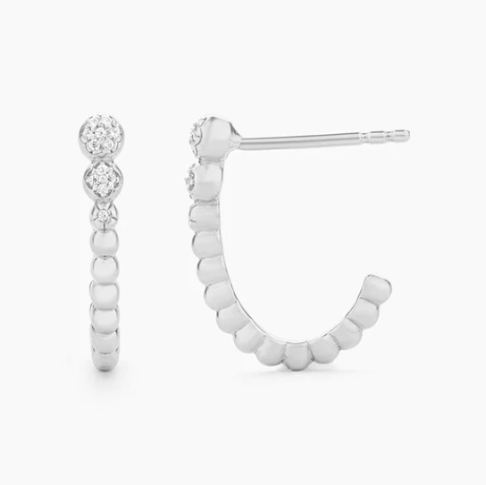 Ella Stein Silver Diamond Pod Curved Earrings (SI3542)