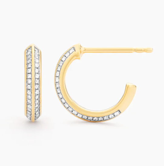 Ella Stein Gold Diamond Edge Mini Hoop Earrings (SI3534)