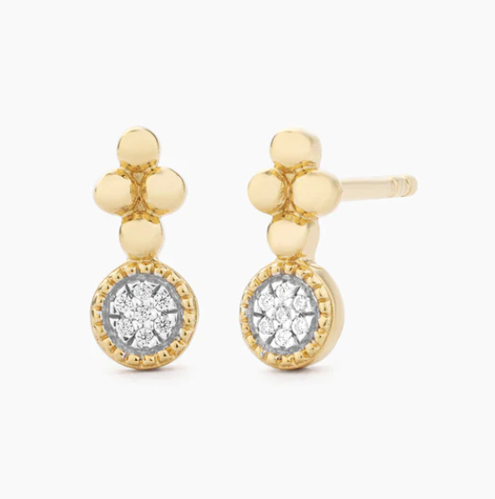 Ella Stein Gold Pave Diamond Stud Earrings (SI3528)