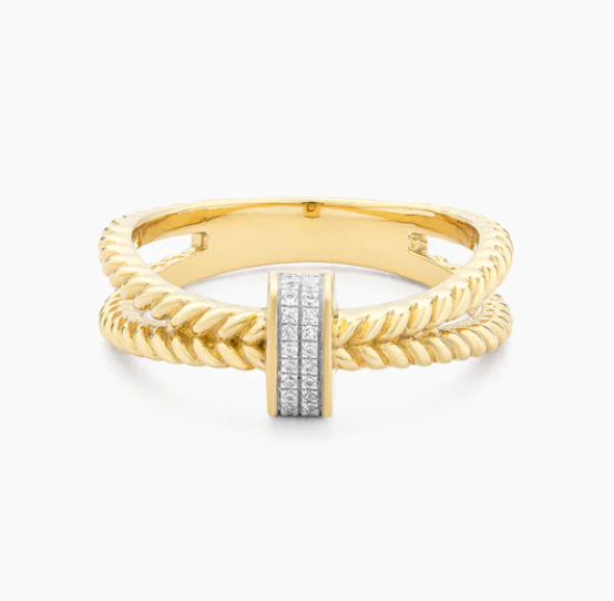 Ella Stein Gold Diamond Double Band Ring (SI3457)