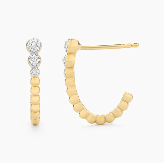 Ella Stein Gold Diamond Pod Curved Earrings (SI3514)