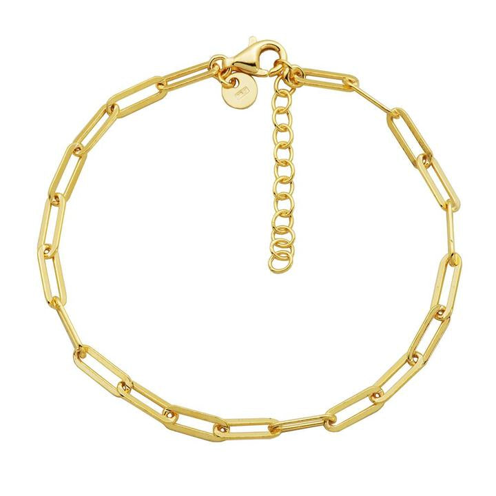 SS Yellow Gold Plated Paperclip Bracelet (SI1834)