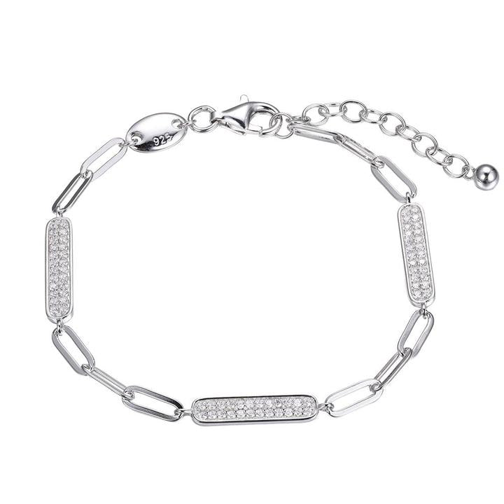 Sterling Silver CZ Paperclip Bracelet (SI3382)
