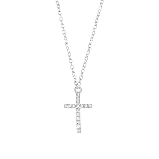 Ella Stein Silver Diamond Cross Necklace (SI1281)