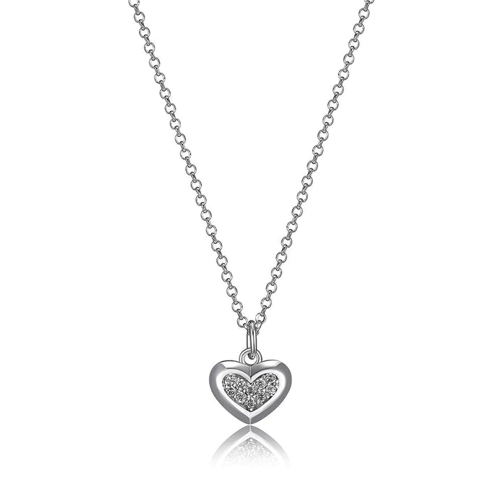 ELLE Silver Pave CZ Heart Necklace (SI2742)
