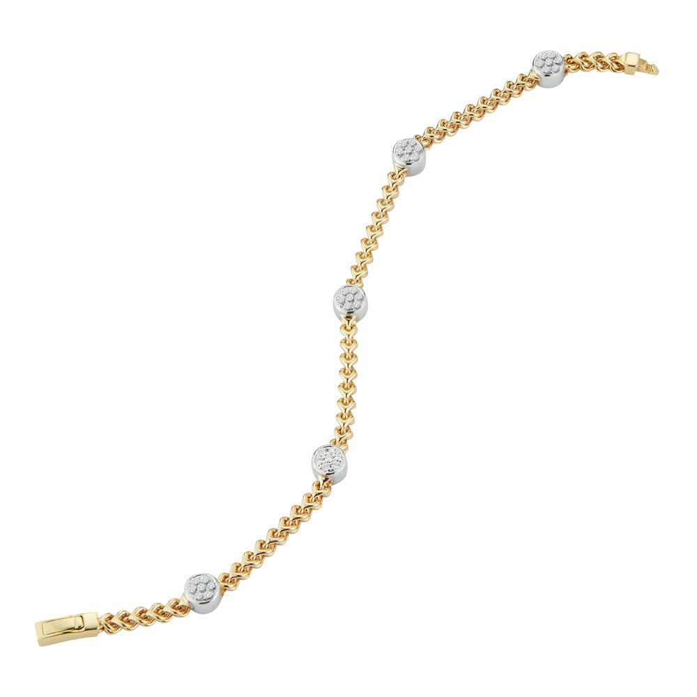 14k Yellow Gold Diamond Circle Chain Bracelet (I6960)
