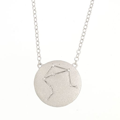 Ella Stein Matte Silver Diamond Libra Constellation Necklace (SI3254)