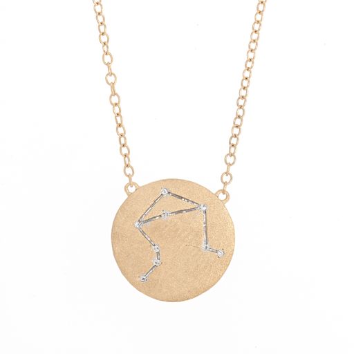 Ella Stein Matte Gold Diamond Libra Constellation Necklace (SI3258)